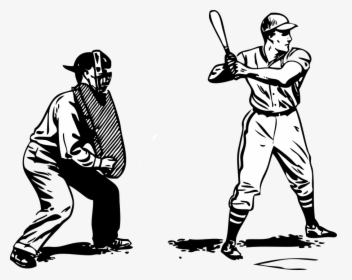 Line Art,standing,baseball Player,arm,solid Swing Bat,clip - Umpire Baseball Clipart, HD Png Download, Transparent PNG