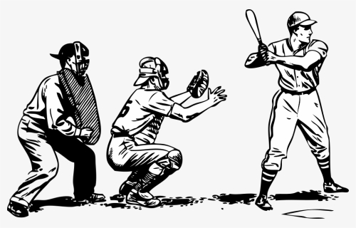 Playing Baseball Black And White, HD Png Download, Transparent PNG