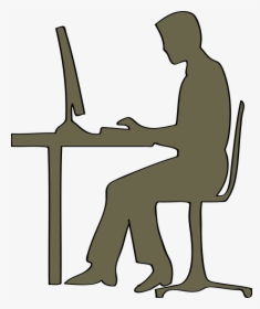 Computer Desk - Person Sitting At Desk Clipart, HD Png Download, Transparent PNG