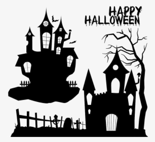 Halloween Castle Png Download - Haunted Castle Silhouette Png, Transparent Png, Transparent PNG