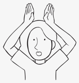 Person Holding Two Hands Above Head As If They Were - Sketch, HD Png Download, Transparent PNG