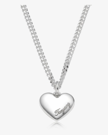 Silver Engraved Heart Necklace For Dogs - 하트 펜던트 실버, HD Png Download, Transparent PNG