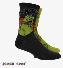 2 Pair Pack Nickelodeon Rugrats Reptar Socks - Sock, HD Png Download, Transparent PNG