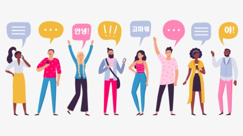 Eight People Communicating With Korean Words - Group Young People, HD Png Download, Transparent PNG