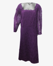Women Lace Dress Slash Neck Stitching Color Purple - Gown, HD Png Download, Transparent PNG