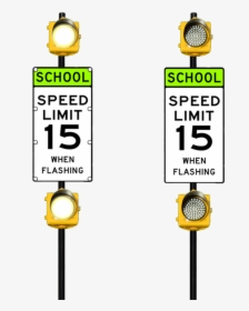 Double Flashing School Zone Sign - Speed Limit Sign, HD Png Download, Transparent PNG