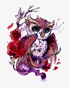 Flash Owl Artist Rose Tattoo Hd Image Free Png Clipart - Color Owl Tattoo Drawing, Transparent Png, Transparent PNG