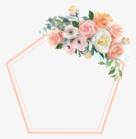 Hexagon Geometric Flower Transparent Border - Pastel Watercolor Flower  Background, HD Png Download , Transparent Png Image - PNGitem