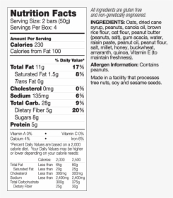 Kind Bars Dark Chocolate Chunk Granola Bars , Png Download - Nutrition Facts, Transparent Png, Transparent PNG