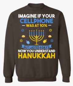 Funny Ugly Hanukkah, Chanukah Cellphone Menorah Sweatshirt - Sweater, HD Png Download, Transparent PNG