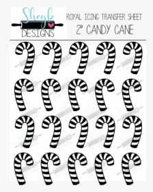 2 Inch Candy Cane Transfer Sheet - Monochrome, HD Png Download, Transparent PNG