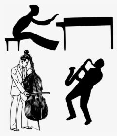 Jazz Clipart Band Baja - Double Bass Instrument Clipart Black And White, HD Png Download, Transparent PNG