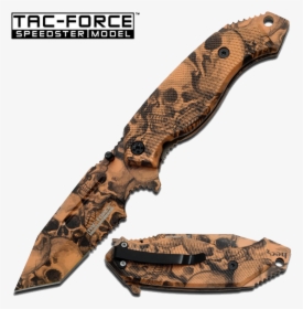 Tan Skull Camo Knife With Blood Groove      Data Rimg - Engraved Pocket Knives, HD Png Download, Transparent PNG