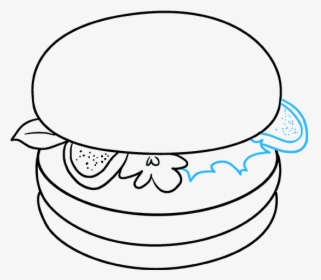 How To Draw Burger - Easy Cartoon Burger Drawing, HD Png Download, Transparent PNG