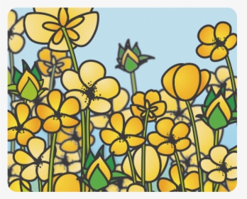 Buttercup Flower Field Yellow Floral Arrangement Rectangle - Motif, HD Png Download, Transparent PNG