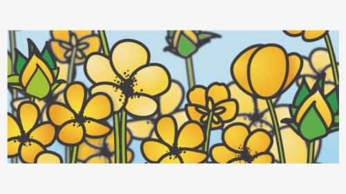 Buttercup Flower Field Yellow Floral Arrangement White - Stained Glass, HD Png Download, Transparent PNG
