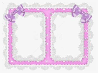 Free Png White Lace And Purple Ribbon Transparent Frame - Portable Network Graphics, Png Download, Transparent PNG