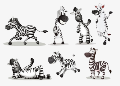 Clipart Zebra Carton - 4 Zebras Cartoon, HD Png Download, Transparent PNG