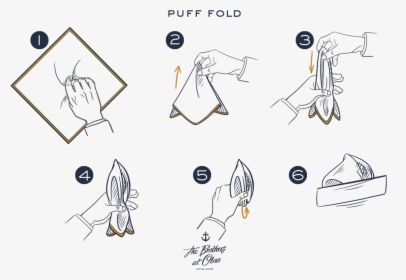 How To Fold A Puff Fold - Pocket Square Folds Reverse Puff, HD Png Download, Transparent PNG
