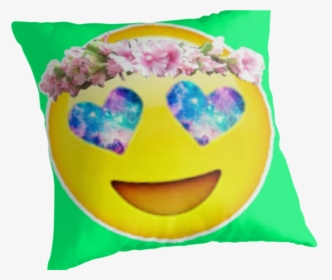 Flower Crown Galaxy Eyes Emoji Throw Pillows By Lucie - Galaxy Emoji Heart Eyes, HD Png Download, Transparent PNG