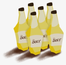Beer Cartoon Yellow Wine Bottle Png And Psd - Bottle, Transparent Png, Transparent PNG