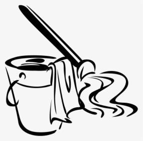 Mop And Bucket Clipart - Mop And Bucket Clipart Black And White, HD Png Download, Transparent PNG