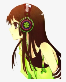 #music #headphones #anime #animegirl #green #animegirls, HD Png Download, Transparent PNG