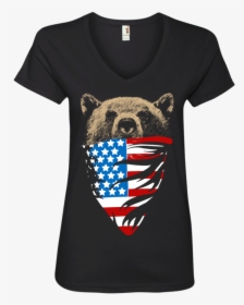 Bear Wearing American Flag Bandanna Ladies - Bear With American Flag Bandana, HD Png Download, Transparent PNG