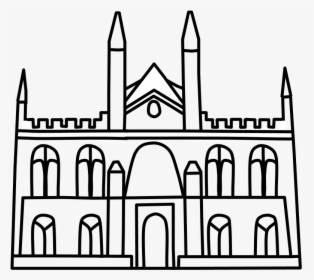 Castle, Medieval, Turrets, Black And White, Png - Middle Ages Church Drawing, Transparent Png, Transparent PNG