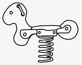 Rocking Horse, Springs, Black And White - Line Art, HD Png Download, Transparent PNG