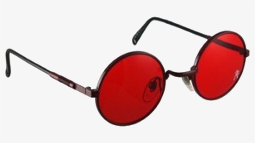#moodboard #glasses #red #black #png #sticker #freetoedit - Round Sunglasses Red Lens, Transparent Png, Transparent PNG
