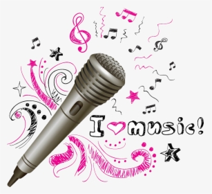 Microphone And Music Notes Png - Cartoon Music Notes Microphone, Transparent Png, Transparent PNG