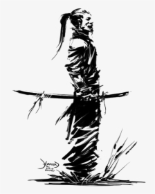 Warrior Art Knight Katana Samurai Drawing Clipart - Samurai Drawing, HD Png Download, Transparent PNG