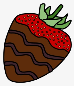 Chocolate Dipped Strawberry, Dark Chocolate Stripes - Chocolate Covered Strawberries Clipart Png, Transparent Png, Transparent PNG