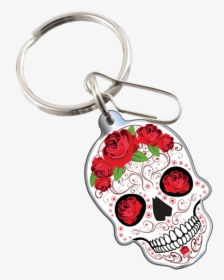 Skull With Roses Key Chain - Vintage Disney Key Chains, HD Png Download, Transparent PNG