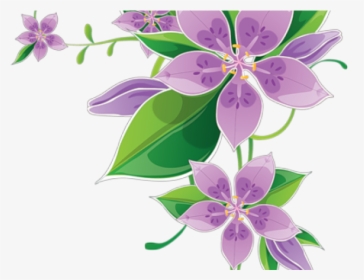 Purple Flower Clipart Corner Border - Pastel Corner Design Of Flowers, HD Png Download, Transparent PNG