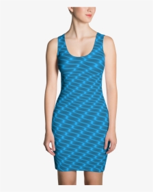 Neon Wavy Lines Turquoise Dress - Black Dress With White Pinstripes, HD Png Download, Transparent PNG