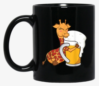 Cute Giraffe Hugging Beer Graphic Design Black Mug, HD Png Download, Transparent PNG