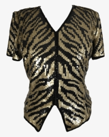 Black And Gold Sequin Top By Reggio - Blouse, HD Png Download, Transparent PNG