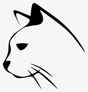 Collection Of Outline Of Cat - Black And White Cat Head Clip Art, HD Png Download, Transparent PNG