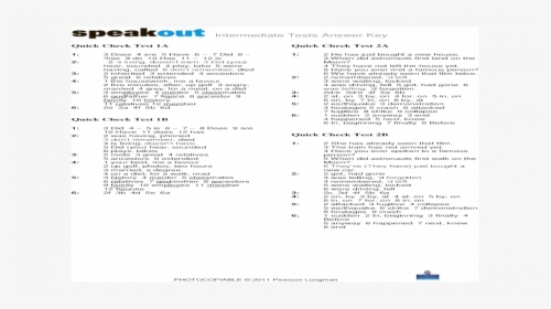 Speakout Intermediate Quick Check Test, HD Png Download, Transparent PNG