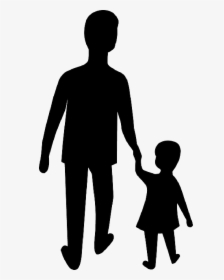Outline, Symbol, Hand, People, Kid, Silhouette, Adult - Adult And Child Holding Hands Cartoon, HD Png Download, Transparent PNG