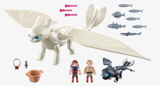 Playmobil Dragons Light Fury With Baby Dragon And Children - Playmobil Dragons 3 Light Fury, HD Png Download, Transparent PNG