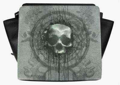 Awesome Skull With Bones And Grunge Satchel Bag - Skull, HD Png Download, Transparent PNG
