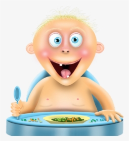 Baby Boy Cartoon - Cartoon Baby Feeding, HD Png Download, Transparent PNG