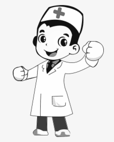 Collection Of Free Doctor Drawing Cartoon Download - Male Nurse Cartoon Black And White, HD Png Download, Transparent PNG