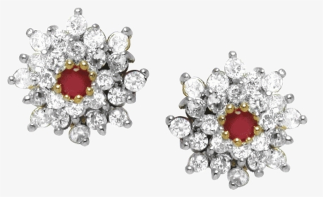 Ruby Stud Earrings White Stones, HD Png Download, Transparent PNG