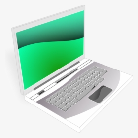 Laptop White Green Image - Laptop Clipart Computer Cartoon, HD Png Download, Transparent PNG