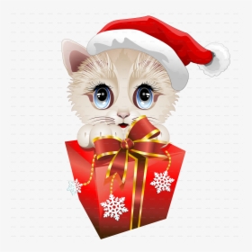 Kitten Clipart Christmas Santa - Cute Kitten Transparent Iclipart, HD Png Download, Transparent PNG