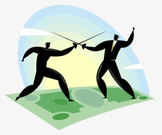 Vector Illustration Of Business Competitor Fencers - Illustration, HD Png Download, Transparent PNG